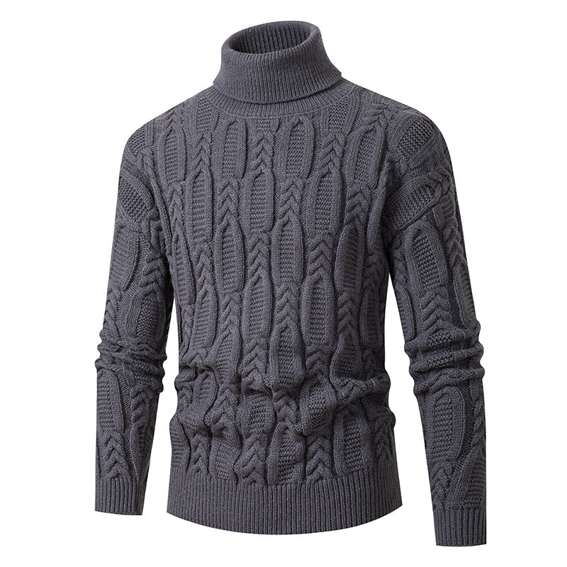Herren Hochwertiger Rollkragenpullover mit Strukturmuster Stilzeits