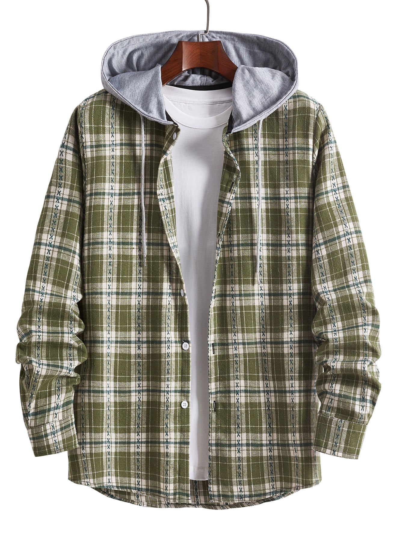 Herren Flanellhemden mit integrierter Kapuze Stilzeits