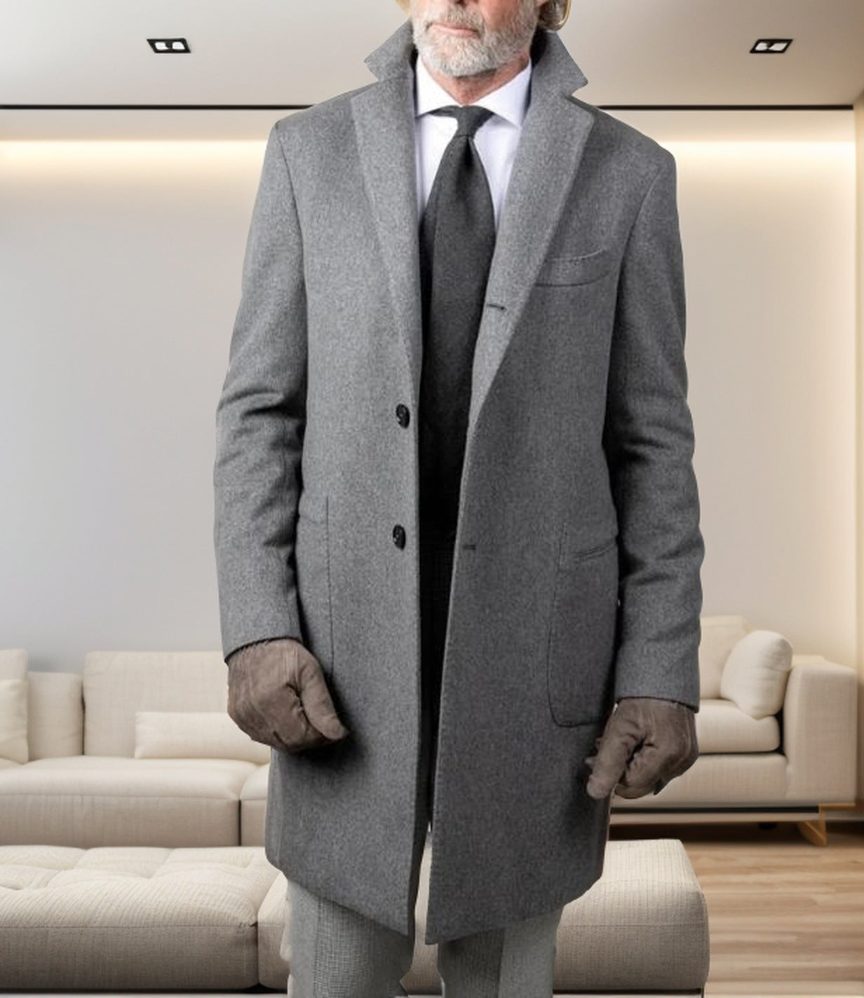 Herren eleganter Wollmantel mit schlanker Silhouette Stilzeits