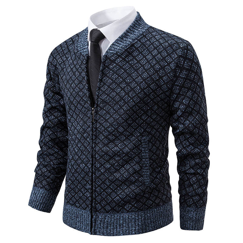 Herren Strickjacke mit modernem Zippverschluss und strukturiertem Design Stilzeits
