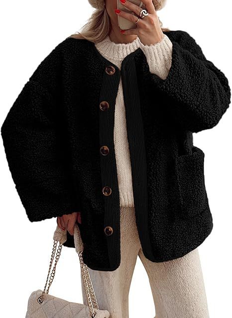 Damen kuschelige Teddyjacke mit farblich abgestimmtem Kragen Stilzeits