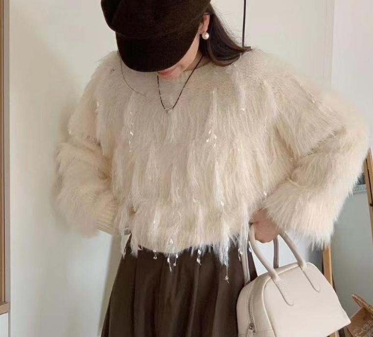 Damen Flauschiger Strickpullover mit einzigartigen Details Stilzeits