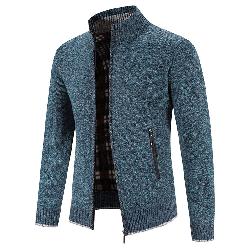 Herren Strickjacke mit hohem Kragen und praktischen Reißverschlusstaschen Stilzeits