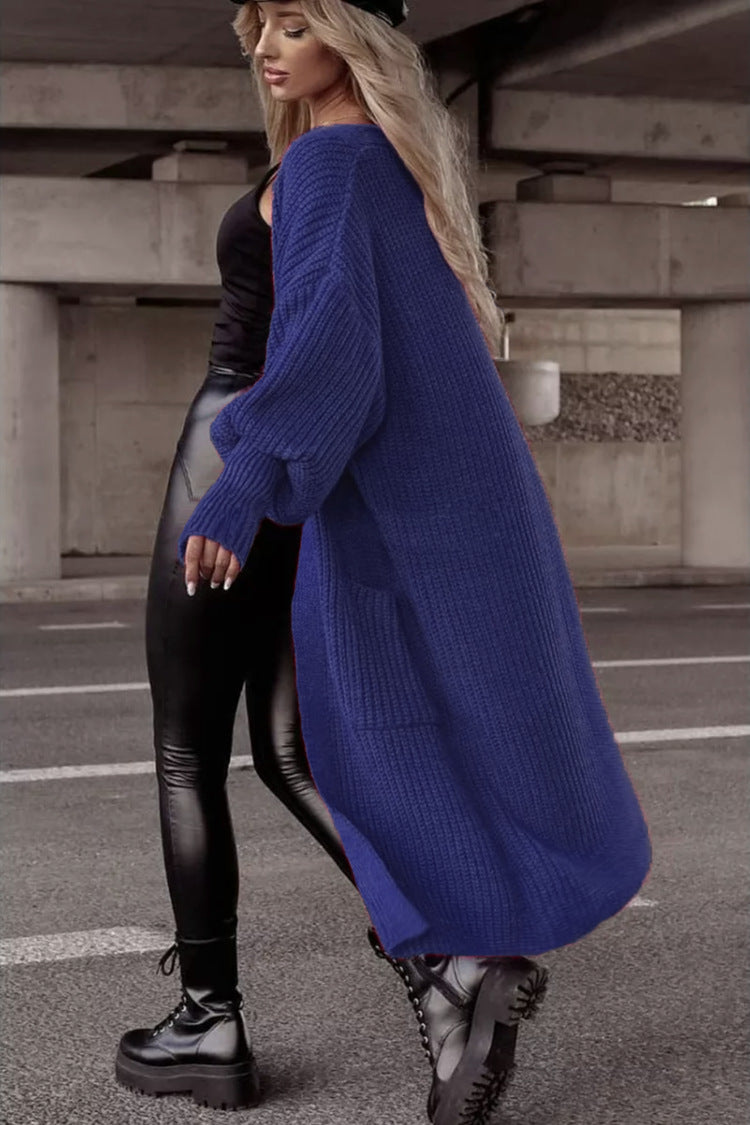 Damen Grobstrickmantel im lässigen Oversized-Stil mit tiefen Taschen Stilzeits