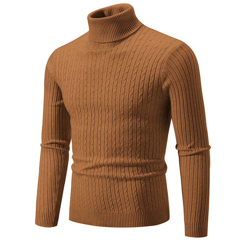 Herren Rollkragenpullover mit strukturiertem Kabelstrickdesign Stilzeits