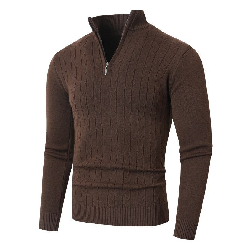 Herren Strickpullover mit modernem Zopfmuster und hohem Kragen Stilzeits