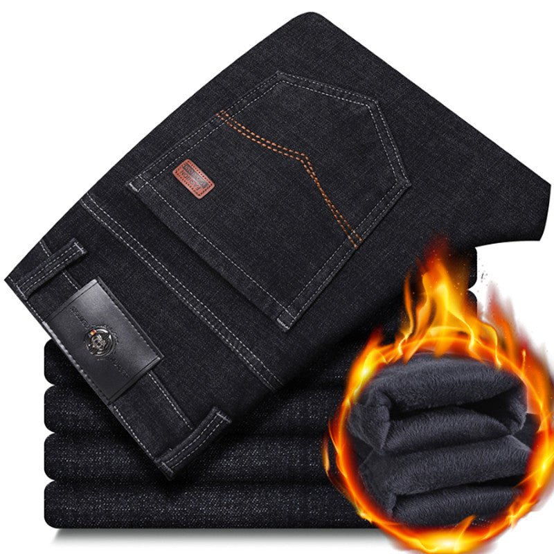 Herren warme gefütterte Jeanshose mit klassischem Schnitt Stilzeits