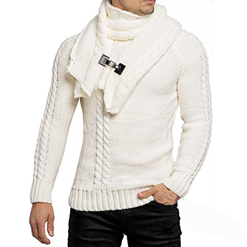 Herren Strickpullover mit integriertem Schal Stilzeits
