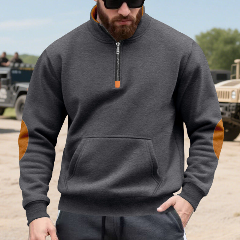 Herren Hoodie mit modischem Stehkragen und Kontrastdetails Stilzeits