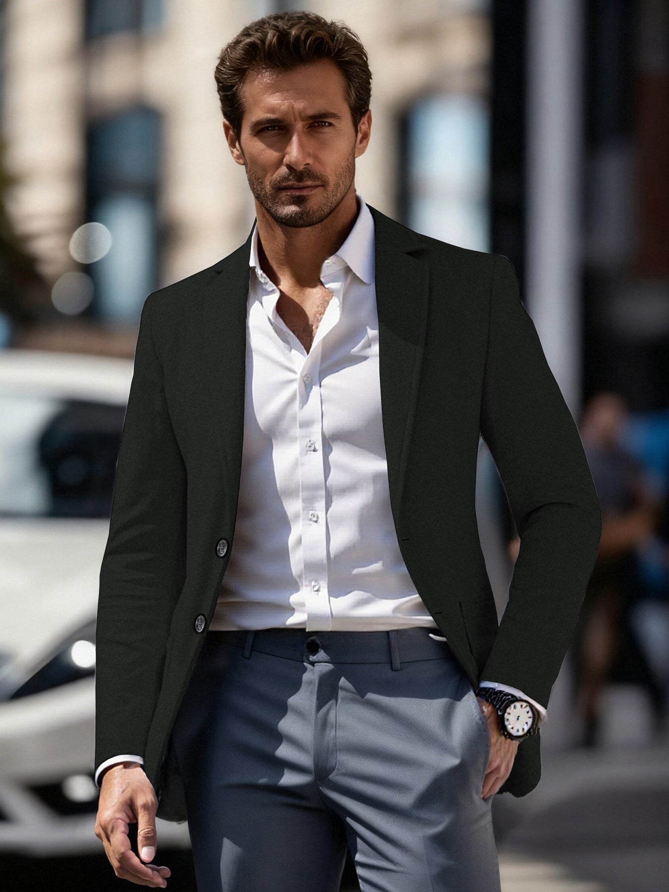 Herren eleganter Business-Anzugblazer mit schmaler Passform Stilzeits