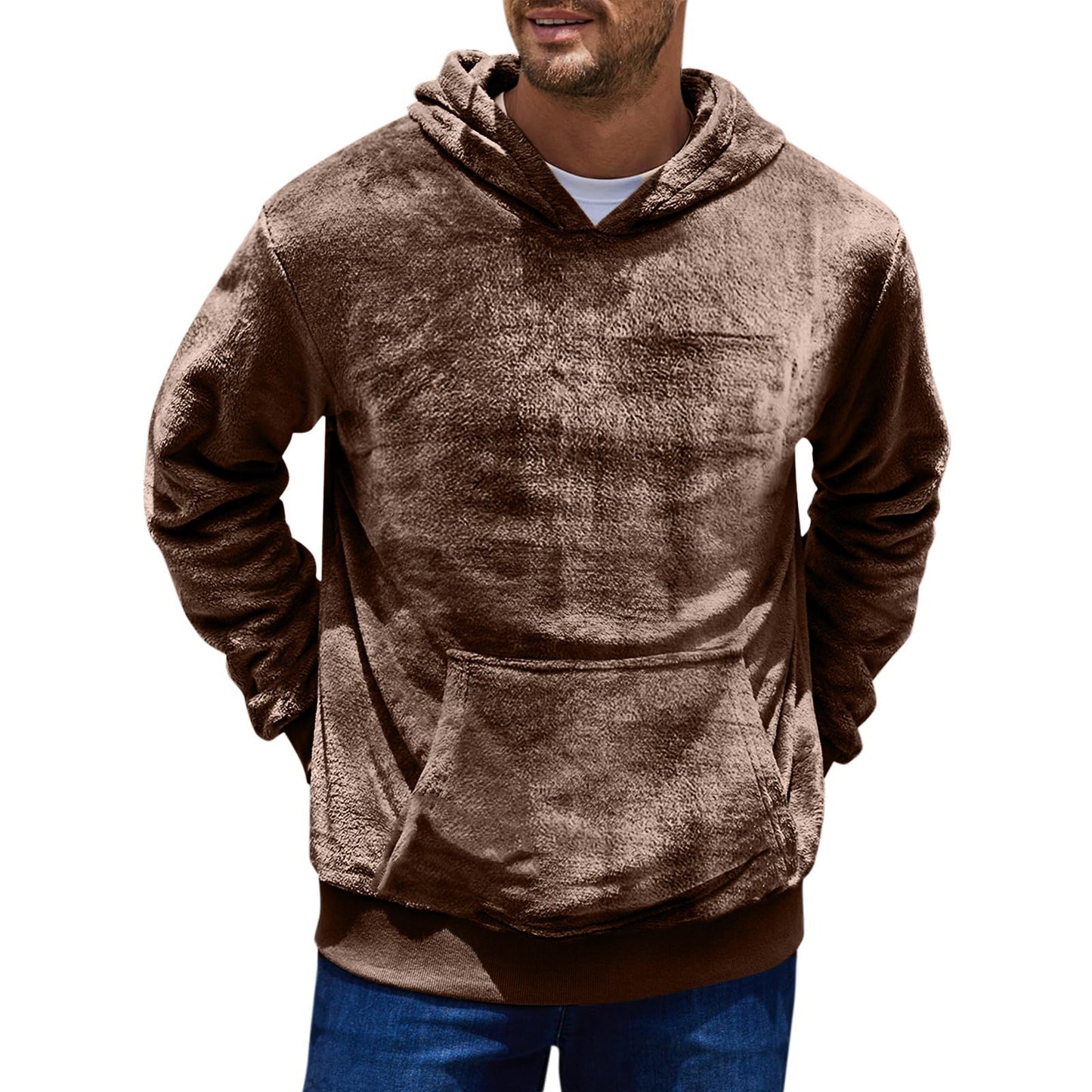 Herren kuscheliger Fleece Hoodie mit Kängurutasche Stilzeits