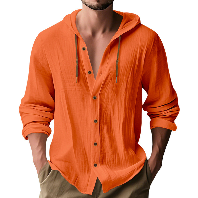 Herren lässiges Kapuzenshirt aus atmungsaktiver Baumwolle mit Knopfleiste und verstellbarem Kordelzug Stilzeits