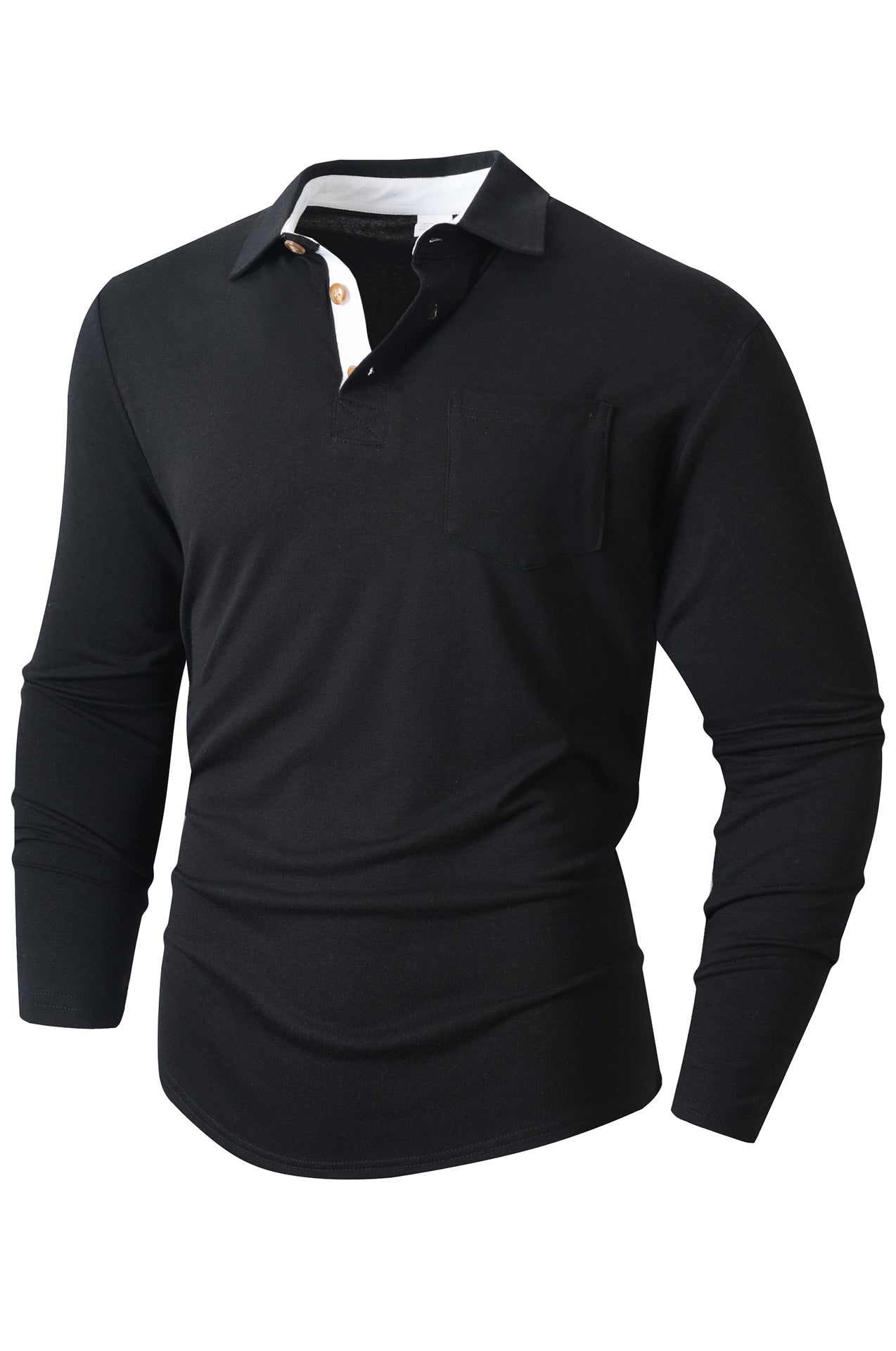 Herren elegantes Langarm Poloshirt mit modernem Kragen und leichtem Stretch Stilzeits