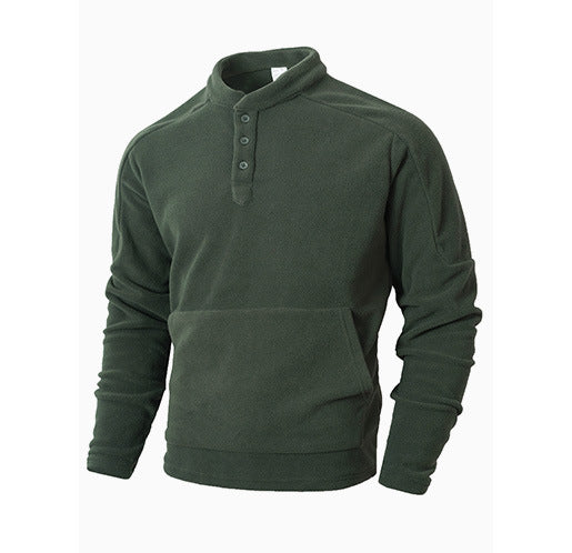 Herren Kuscheliger Fleece-Pullover mit Knopfleiste Stilzeits