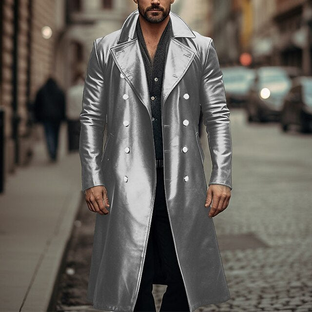 Herren Eleganter langer Trenchcoat aus hochwertigem Material Stilzeits