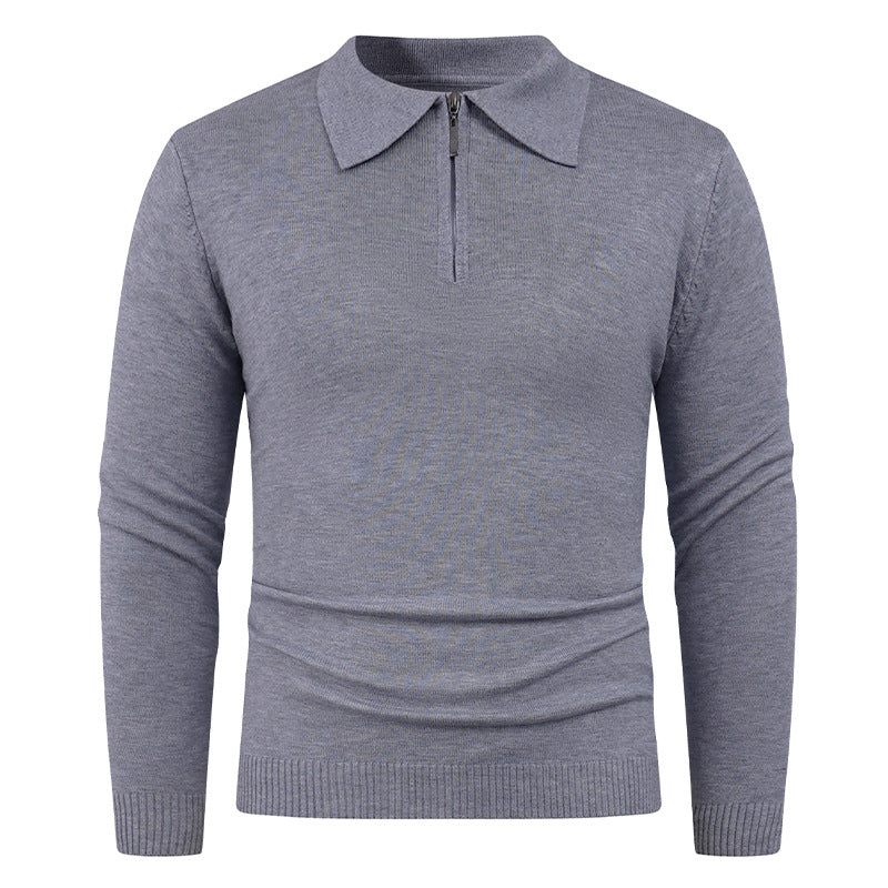 Herren Strickpullover mit halb offenem Kragen und feiner Rippenstruktur Stilzeits