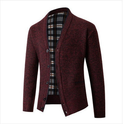 Herren eleganter Strickcardigan mit Karomuster Stilzeits