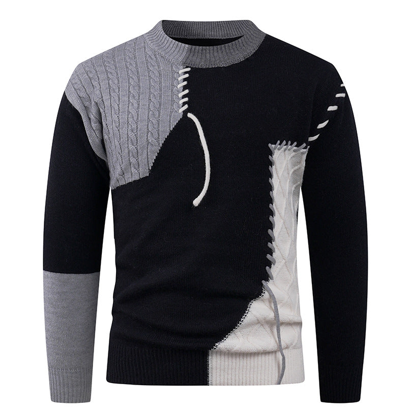 Herren modischer Strickpullover mit asymmetrischem Zopfmuster Stilzeits