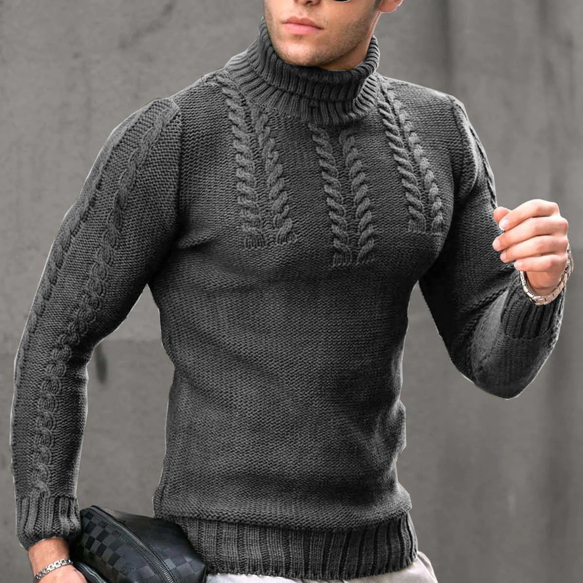 Herren Strickpullover mit hochstehendem Kragen Stilzeits