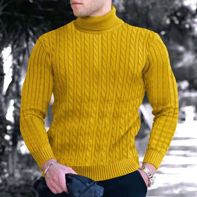 Herren Strickpullover mit modernem Rippmuster und hohem Kragen Stilzeits