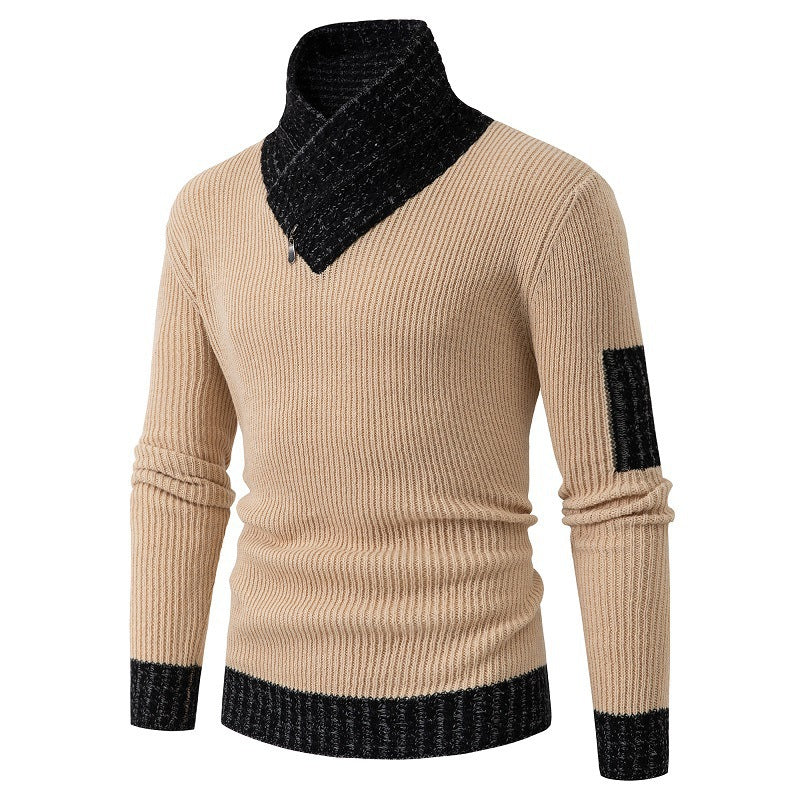 Herren Pullover mit modernem asymmetrischem Kragen und strukturiertem Design Stilzeits