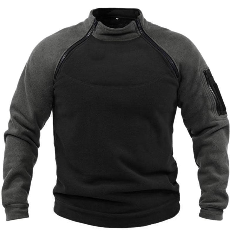 Herren Fleece-Pullover mit hohem Kragen und funktionalen Taschen Stilzeits