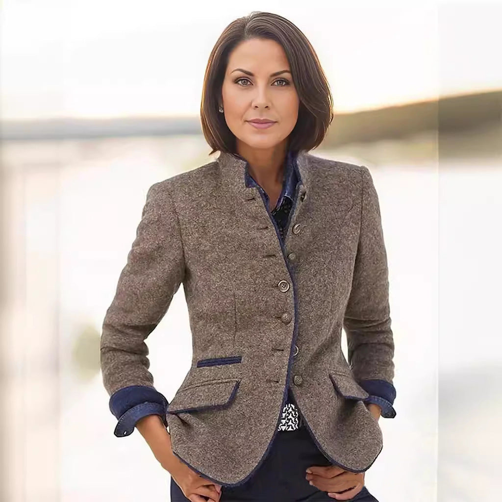 Damen elegante Blazerjacke mit Knopfleiste und praktischen Taschen Stilzeits