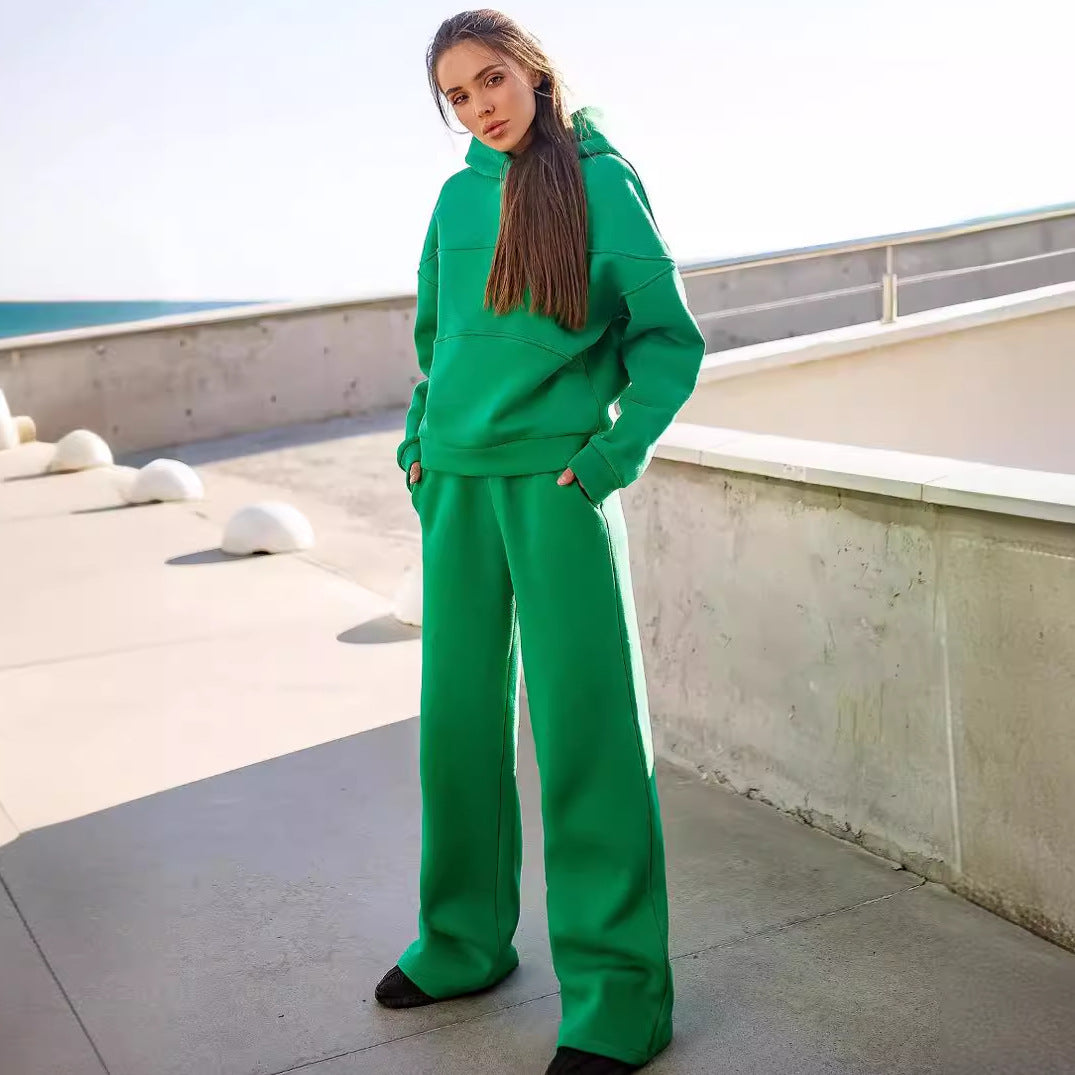 Damen lässiges Hooded Sweatset mit Ziernähten Stilzeits