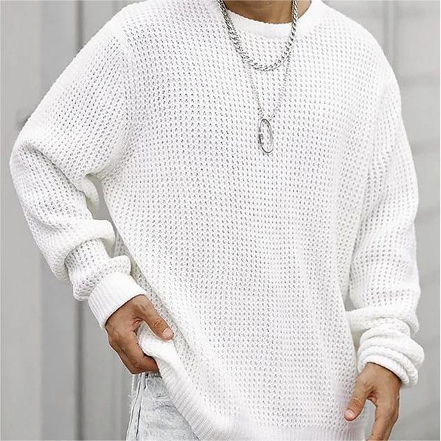 Herren komfortabler Strickpullover mit modischem Wabenmuster Stilzeits