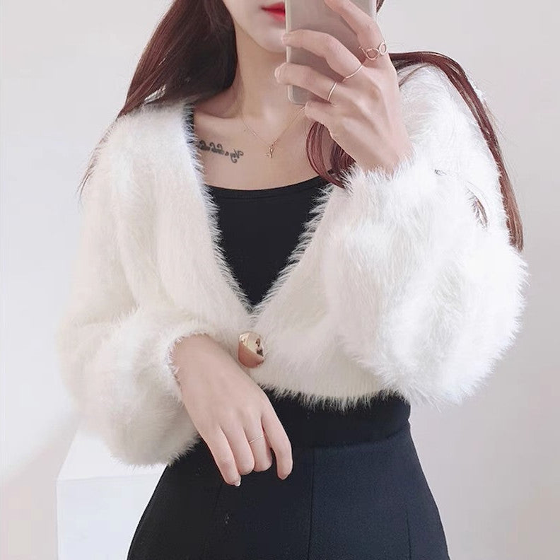 Damen kuschelige Bolerojacke im modischen und flauschigen Design Stilzeits