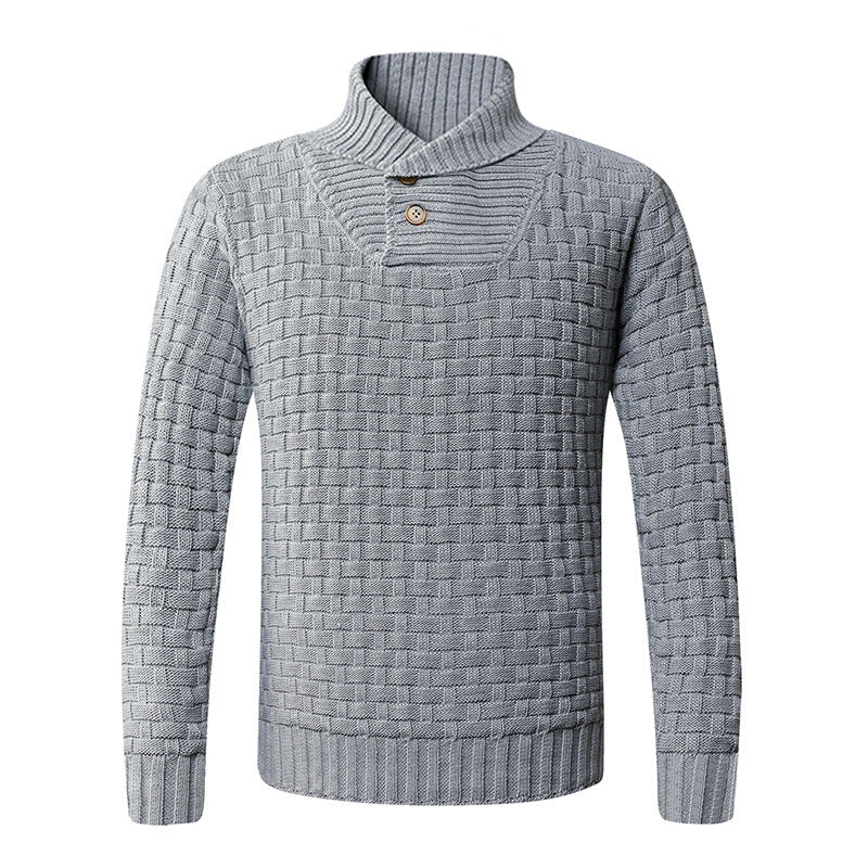 Herren Strickpullover mit modernem Schalkragen und Knopfdetails Stilzeits