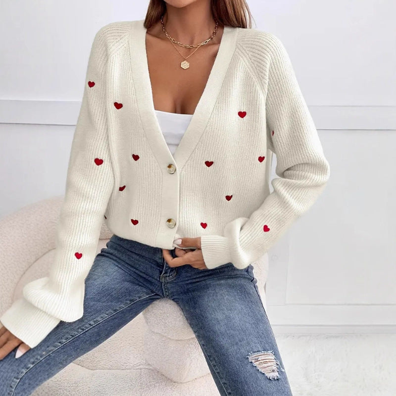 Damen Strickjacke im verspielten Herzdesign Stilzeits