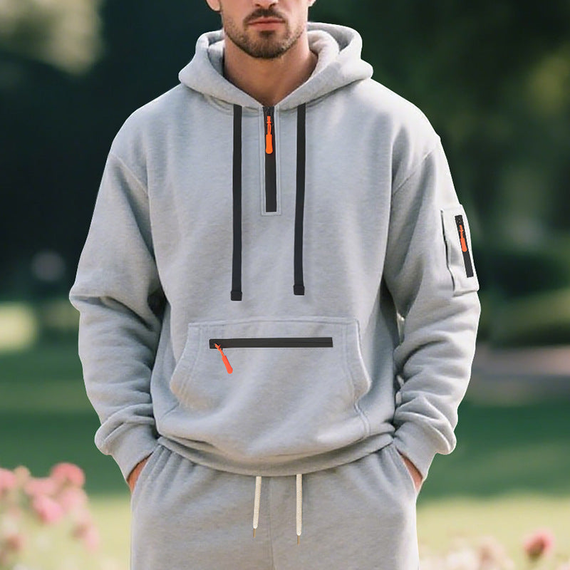 Herren sportlicher Hoodie mit funktionalem Reißverschluss Stilzeits