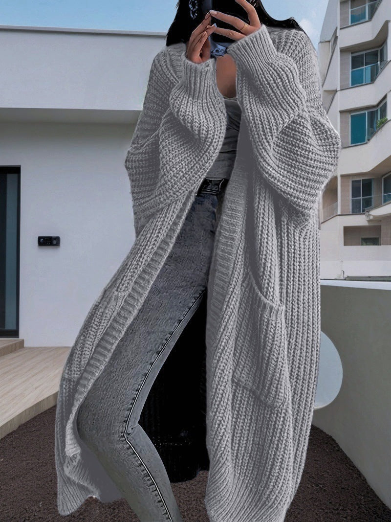 Damen Großer Strickcardigan mit lässiger Passform und großen Taschen Stilzeits