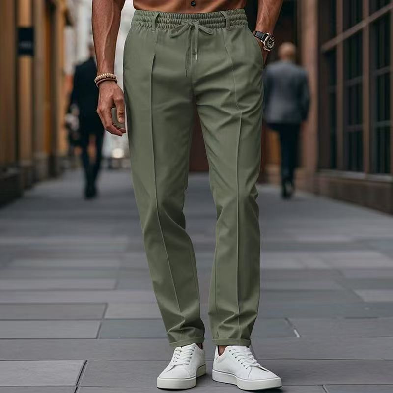 Herren elegante Freizeit-Hose mit elastischem Bund und seitlichen Eingrifftaschen Stilzeits
