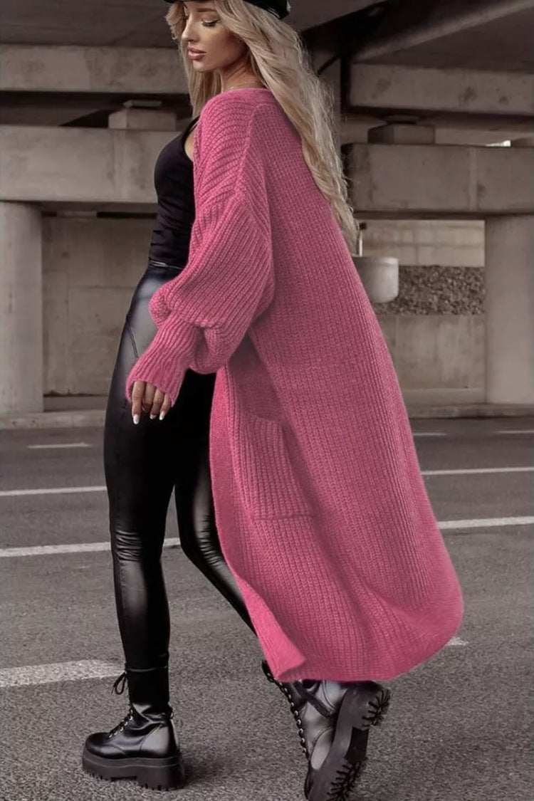 Damen Grobstrickmantel im lässigen Oversized-Stil mit tiefen Taschen Stilzeits