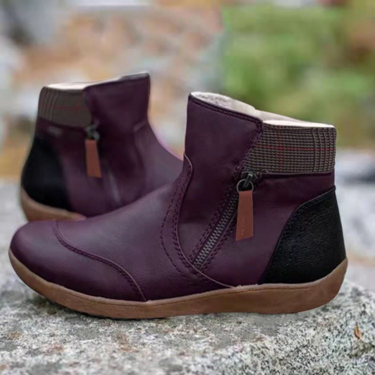 Damen modische Stiefeletten mit seitlichem Reißverschluss und komfortabler Sohle Stilzeits