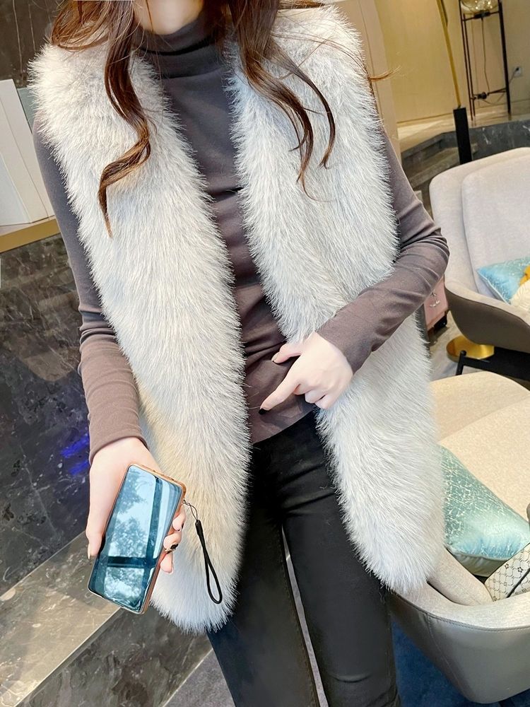 Damen Flauschige Kunstfell-Weste Stilzeits