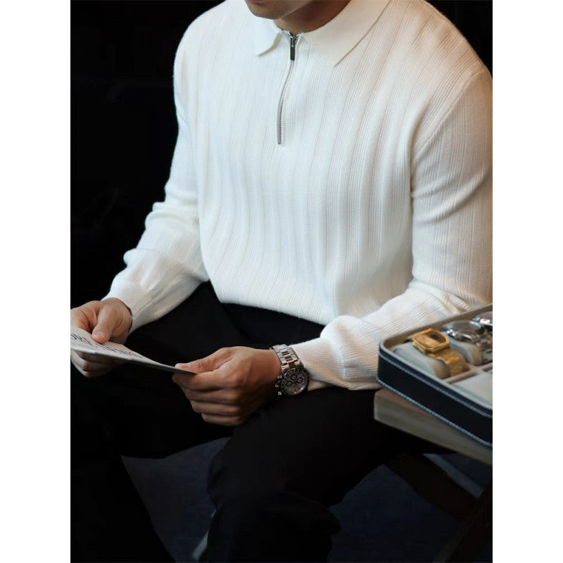 Herren Strickpullover mit Kragen und praktischem Reißverschluss Stilzeits