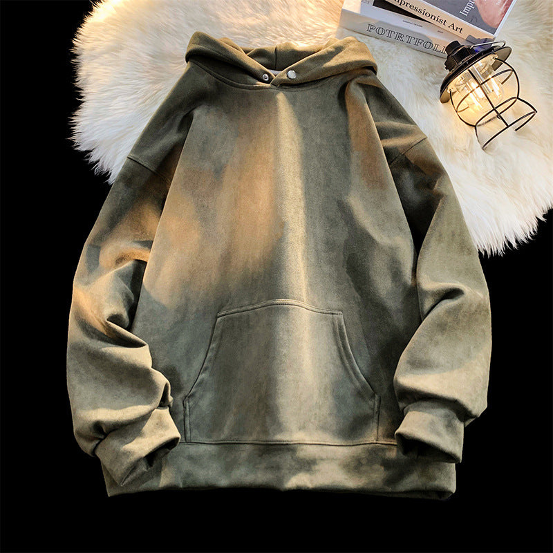 Damen gemütlicher Kapuzenpullover im modernen Velourslook Stilzeits