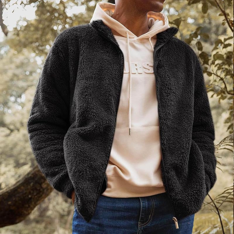 Herren Fleecejacke mit hohem Kragen und praktischen Taschen Stilzeits