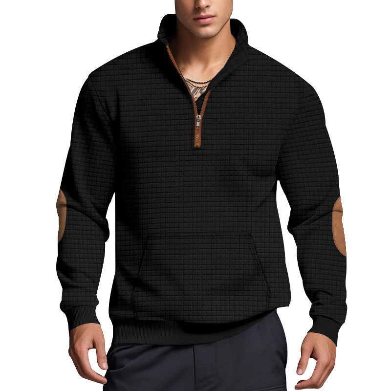 Herren strukturierter Fleece-Pullover mit modischem Stehkragen Stilzeits