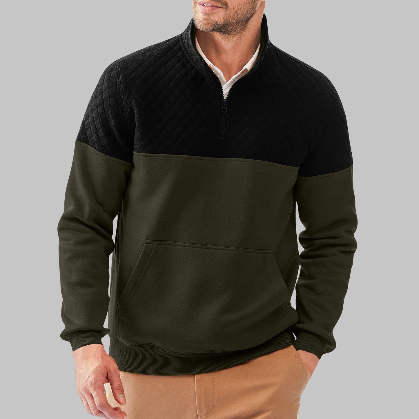 Herren Sportiver Pullover mit Stehkragen und Taschen Stilzeits