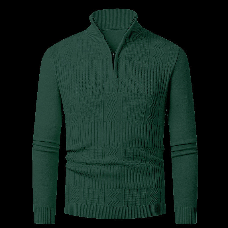 Herren Strickpullover mit modernem Reißverschluss und strukturierter Oberfläche Stilzeits