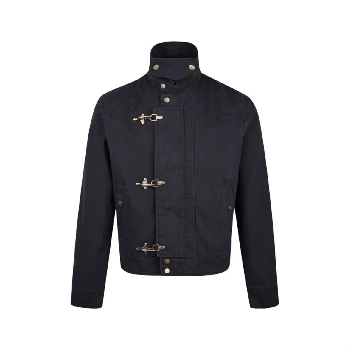 Herren modische Kurzjacke mit innovativen Schnallen und praktischem hochgeschlossenem Kragen Stilzeits