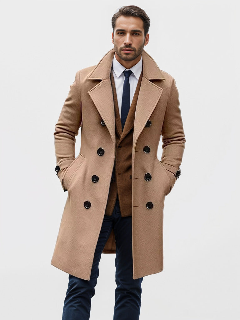 Herren eleganter Wolltrenchcoat mit doppelter Knopfleiste Stilzeits