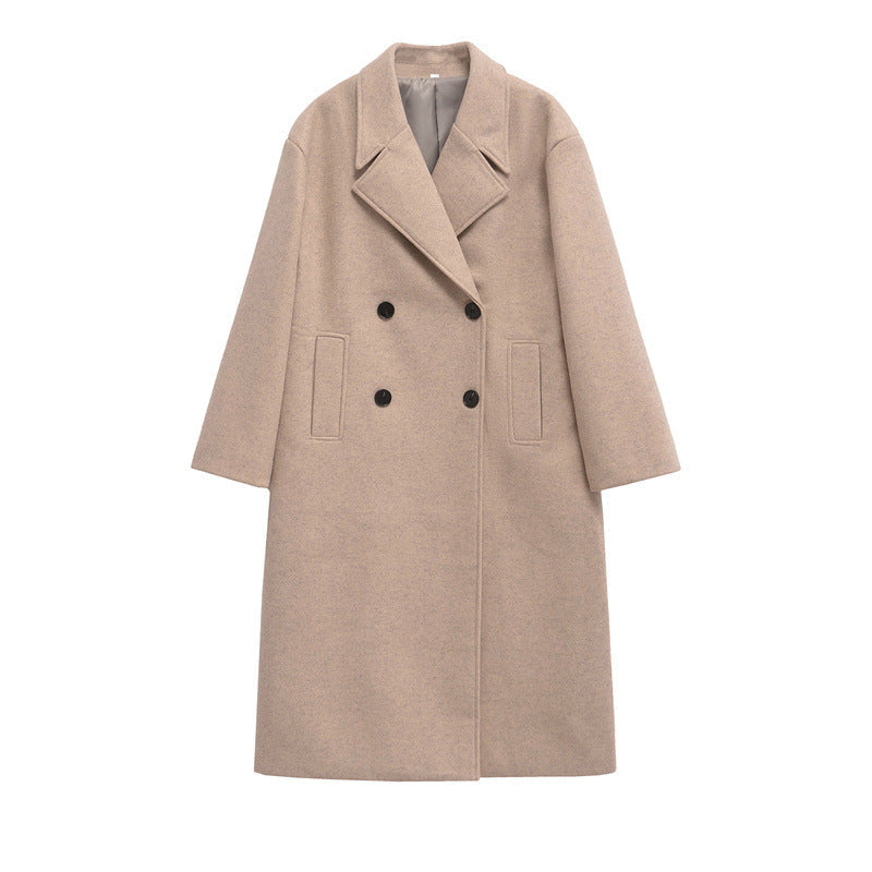Damen Eleganter Übergrößen Doppelreiher-Wollmantel Stilzeits