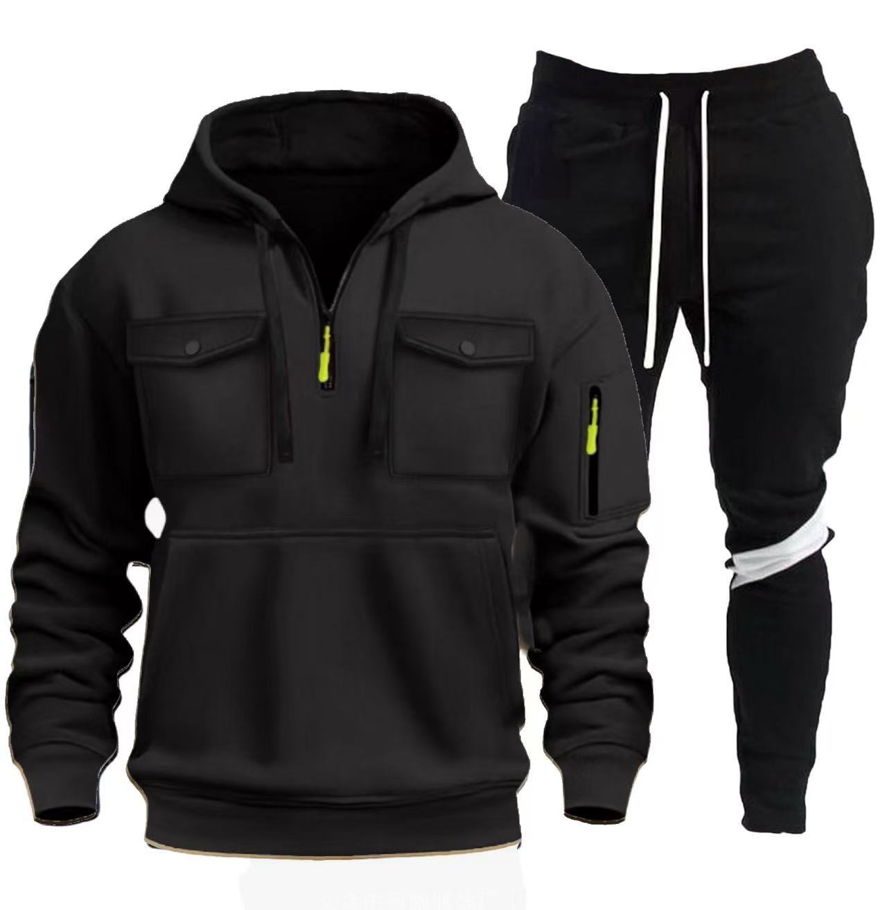 Herren praktische Kapuzenjacke mit Sporthose Stilzeits