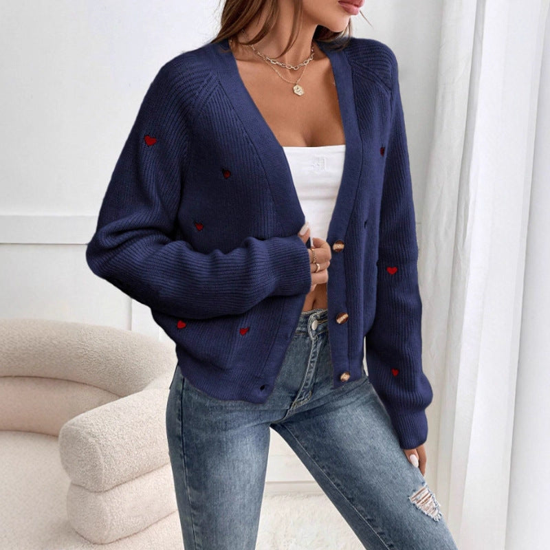 Damen Strickjacke im verspielten Herzdesign Stilzeits