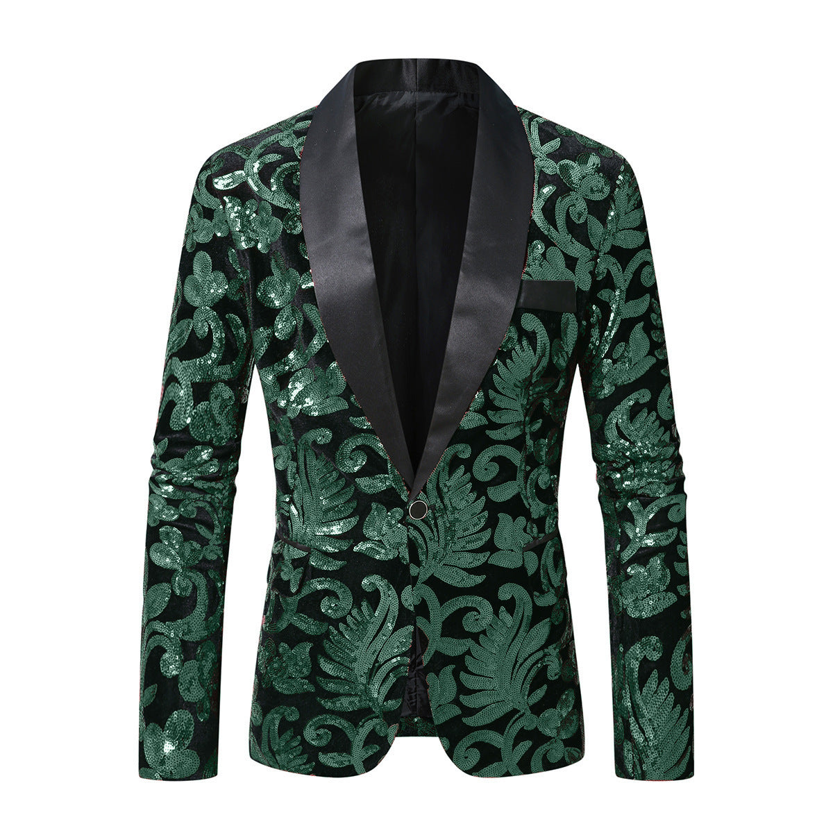 Herren glitzernder Anzugblazer mit floralen Paillettenmustern Stilzeits